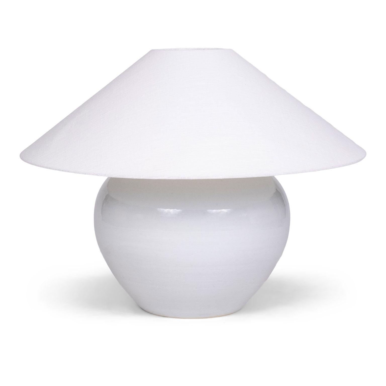 Chinese Round White Glazed Pottery Lamp