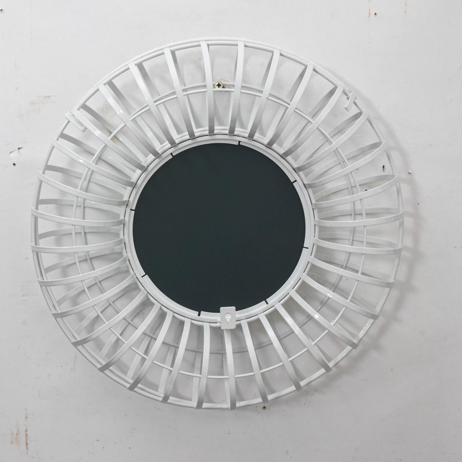American Round White Industrial Wall Mirror 
