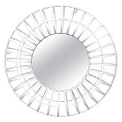 Round White Industrial Wall Mirror