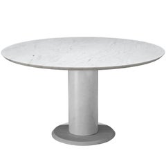 Italian Round Dining Table in Carrara Marble
