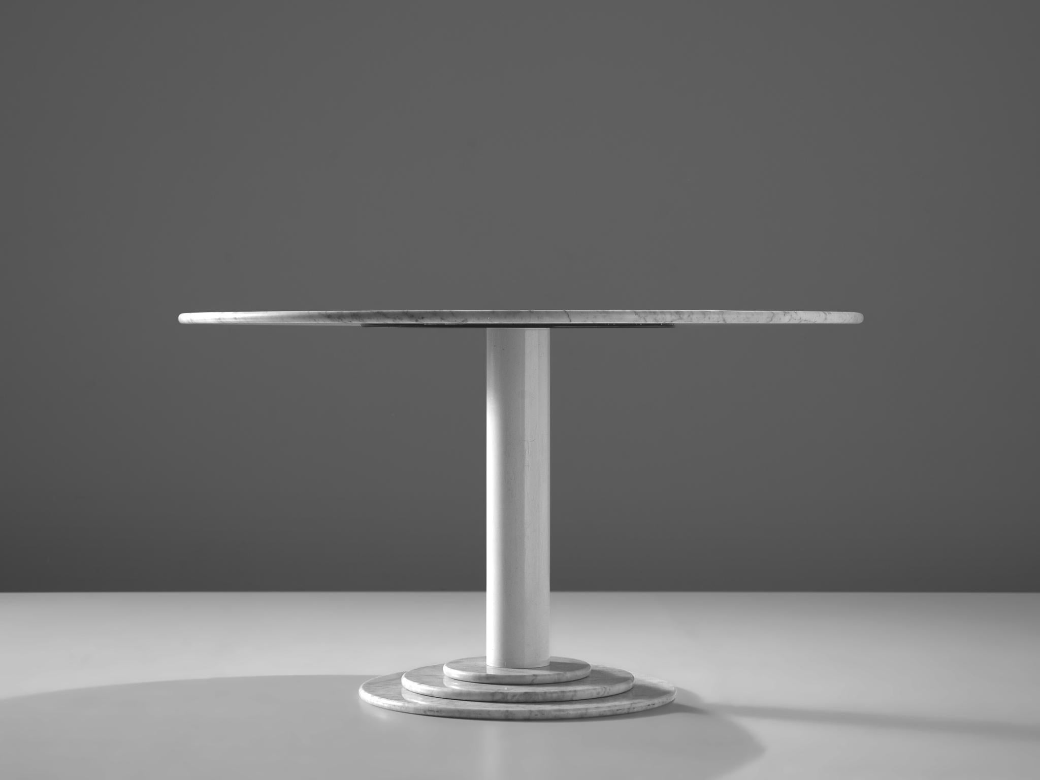 Mid-Century Modern Round White Marble Centre Table, Italy