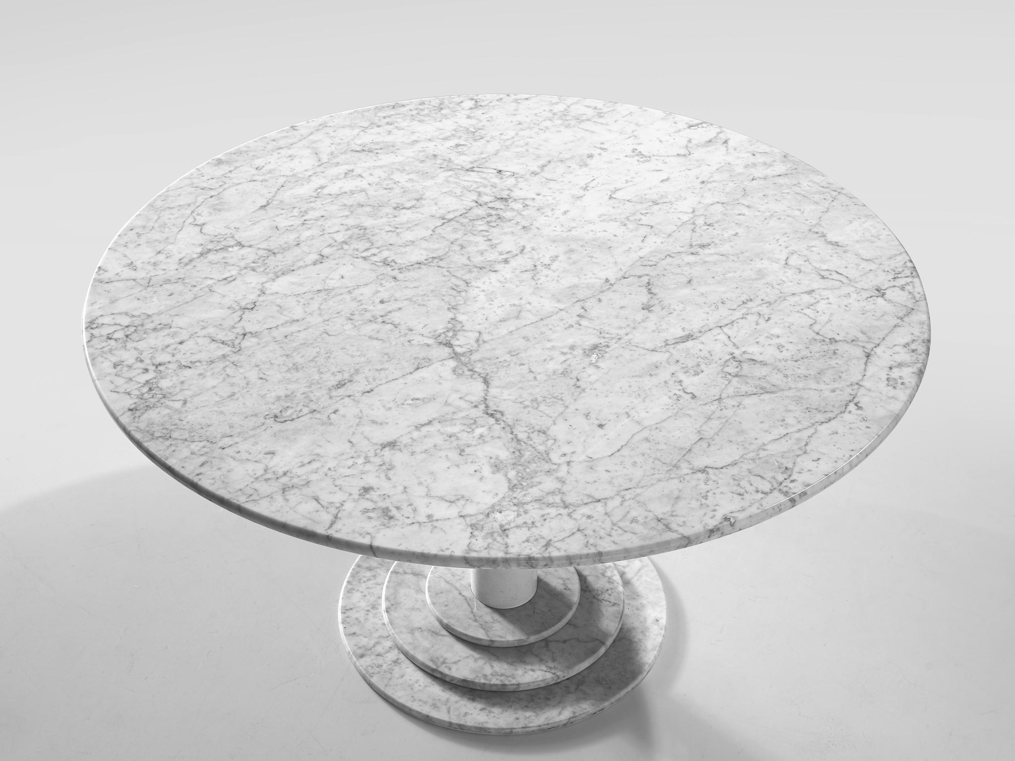Italian Round White Marble Centre Table, Italy