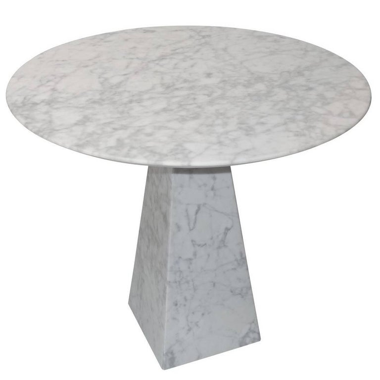 Round White Marble Top, Brass Base Cocktail Table ...