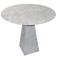 White Round Top Marble Side Table, Portugal, Contemporary