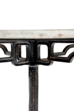 Round White Marble Top Table Upon Painted Iron Base