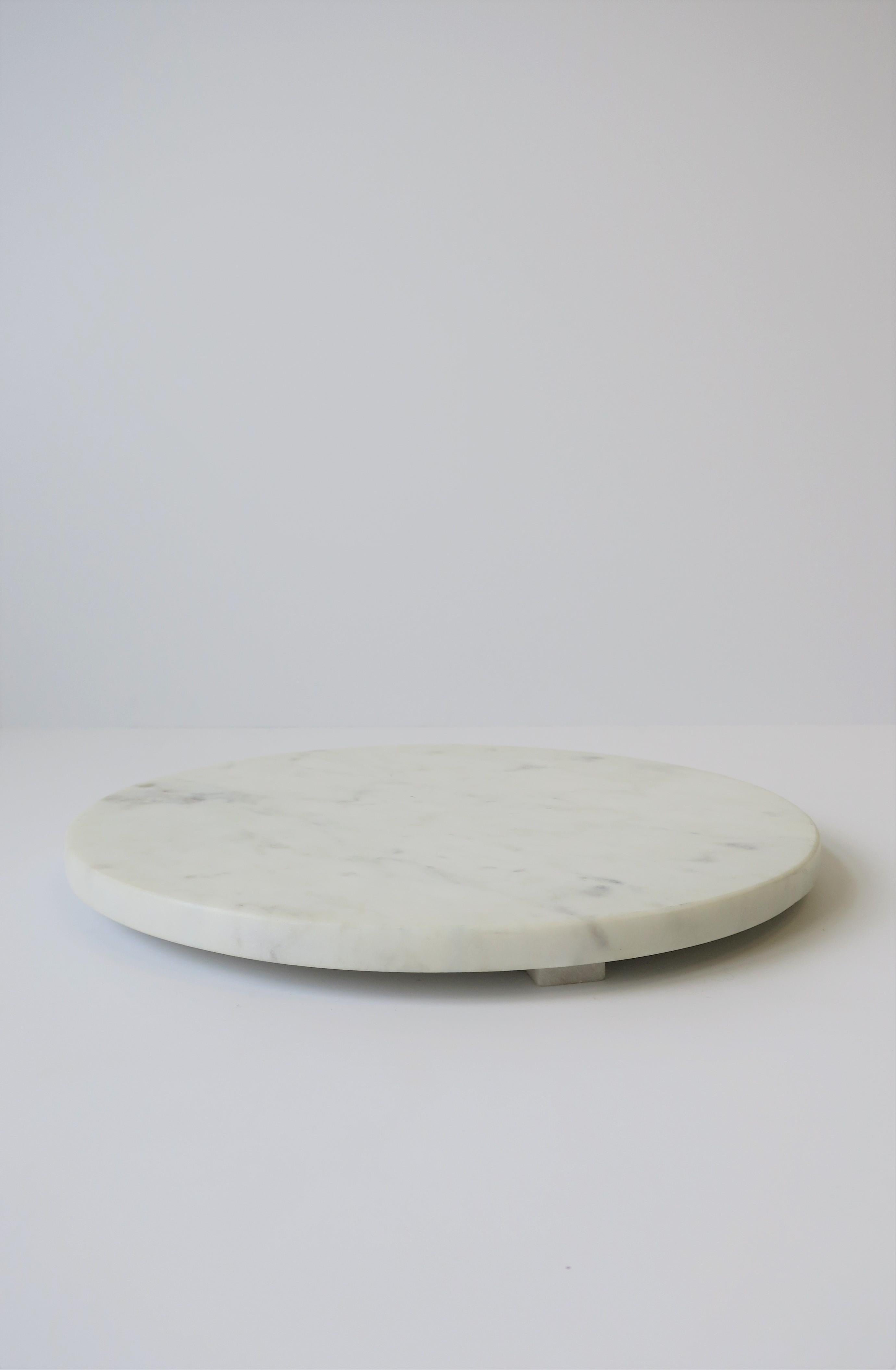 Modern Round White Marble Trivet or Tray
