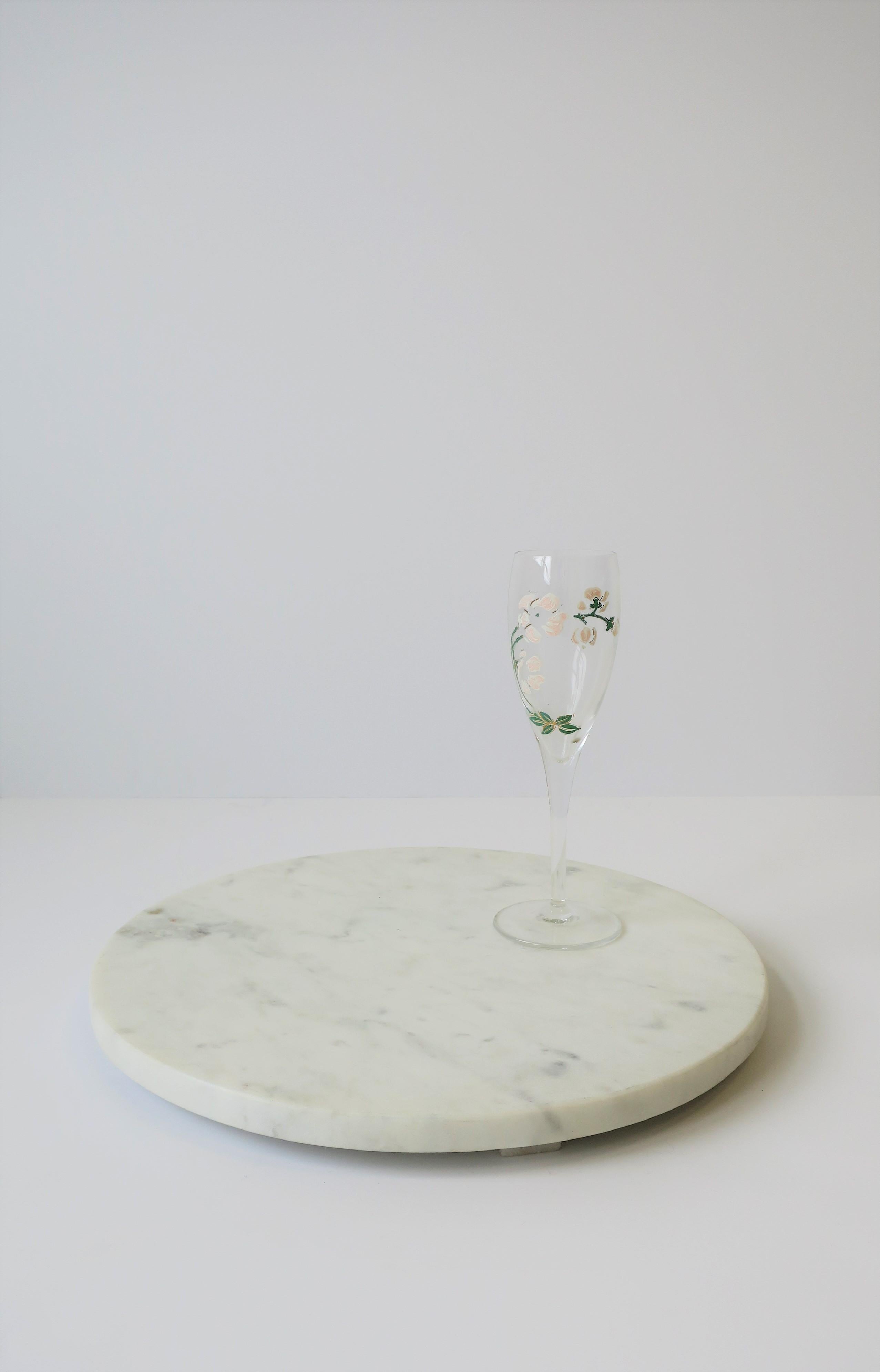 Italian Round White Marble Trivet or Tray