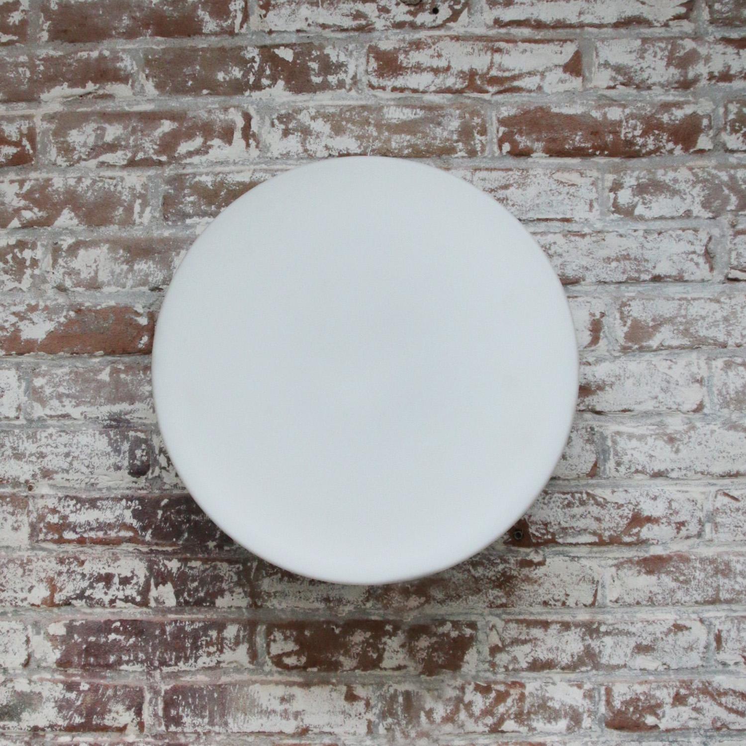 Round White Mat Opaline Glass Flush Mount Lights Wall Scones by BEGA Limburg For Sale 2