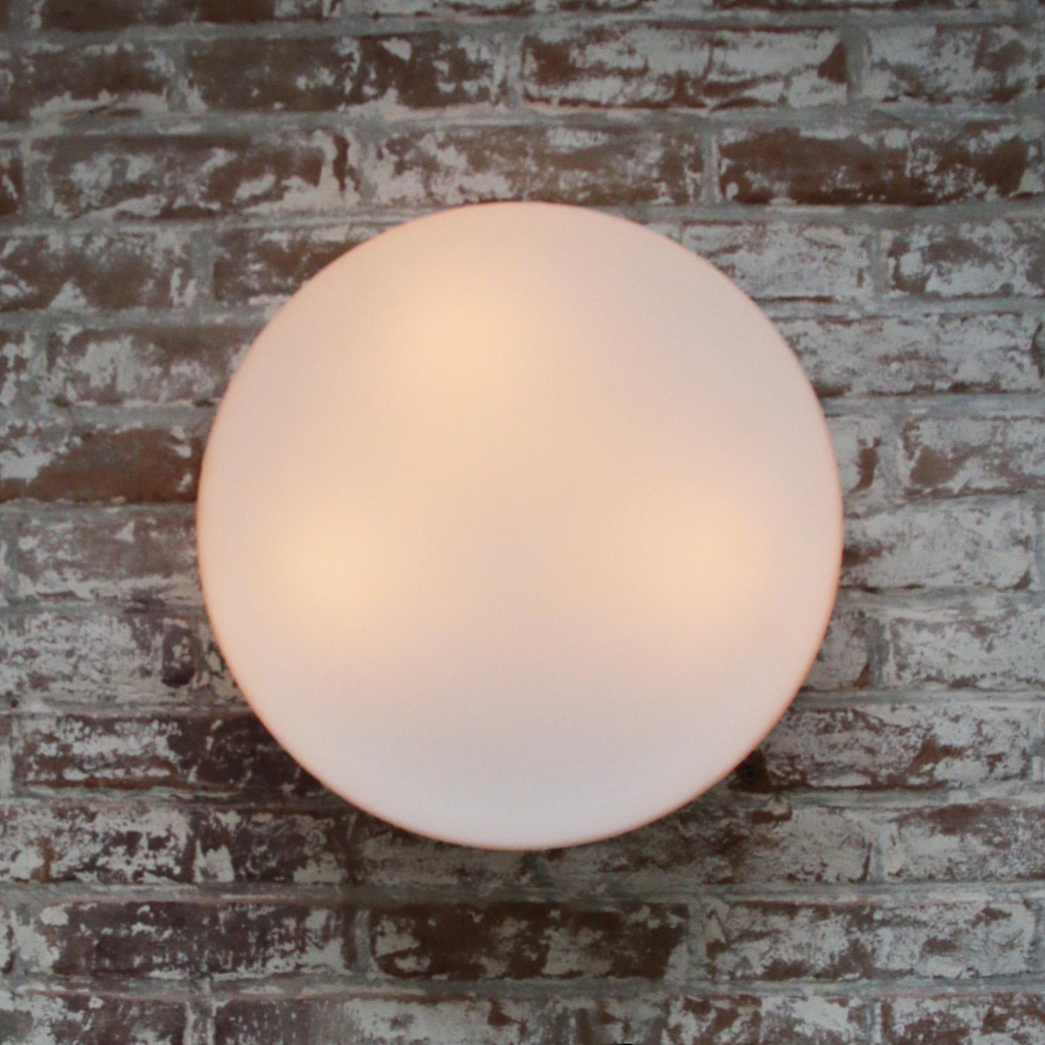 Round White Mat Opaline Glass Flush Mount Lights Wall Scones by BEGA Limburg For Sale 3
