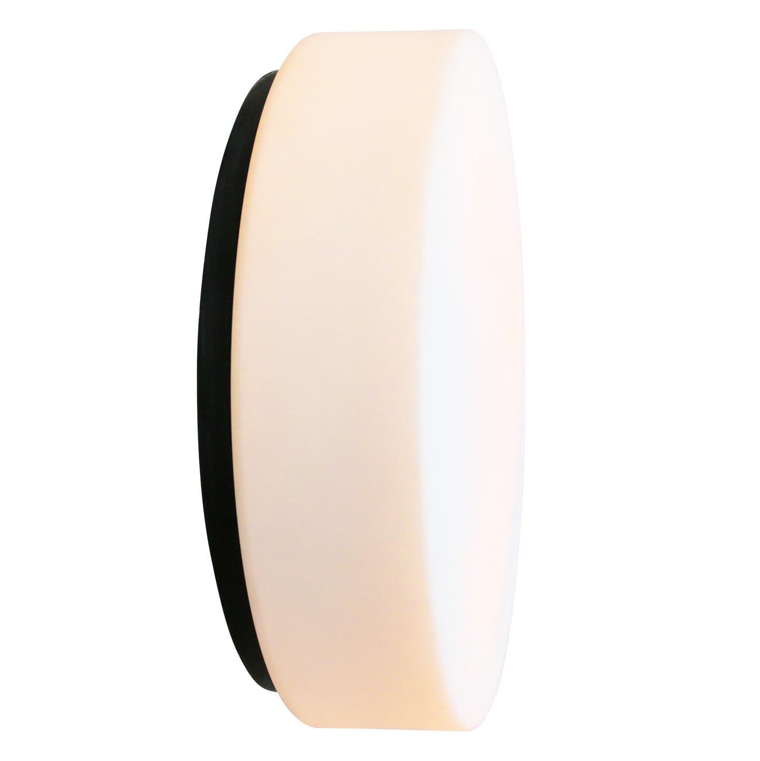 German Round White Mat Opaline Glass Flush Mount Lights Wall Scones by BEGA Limburg For Sale