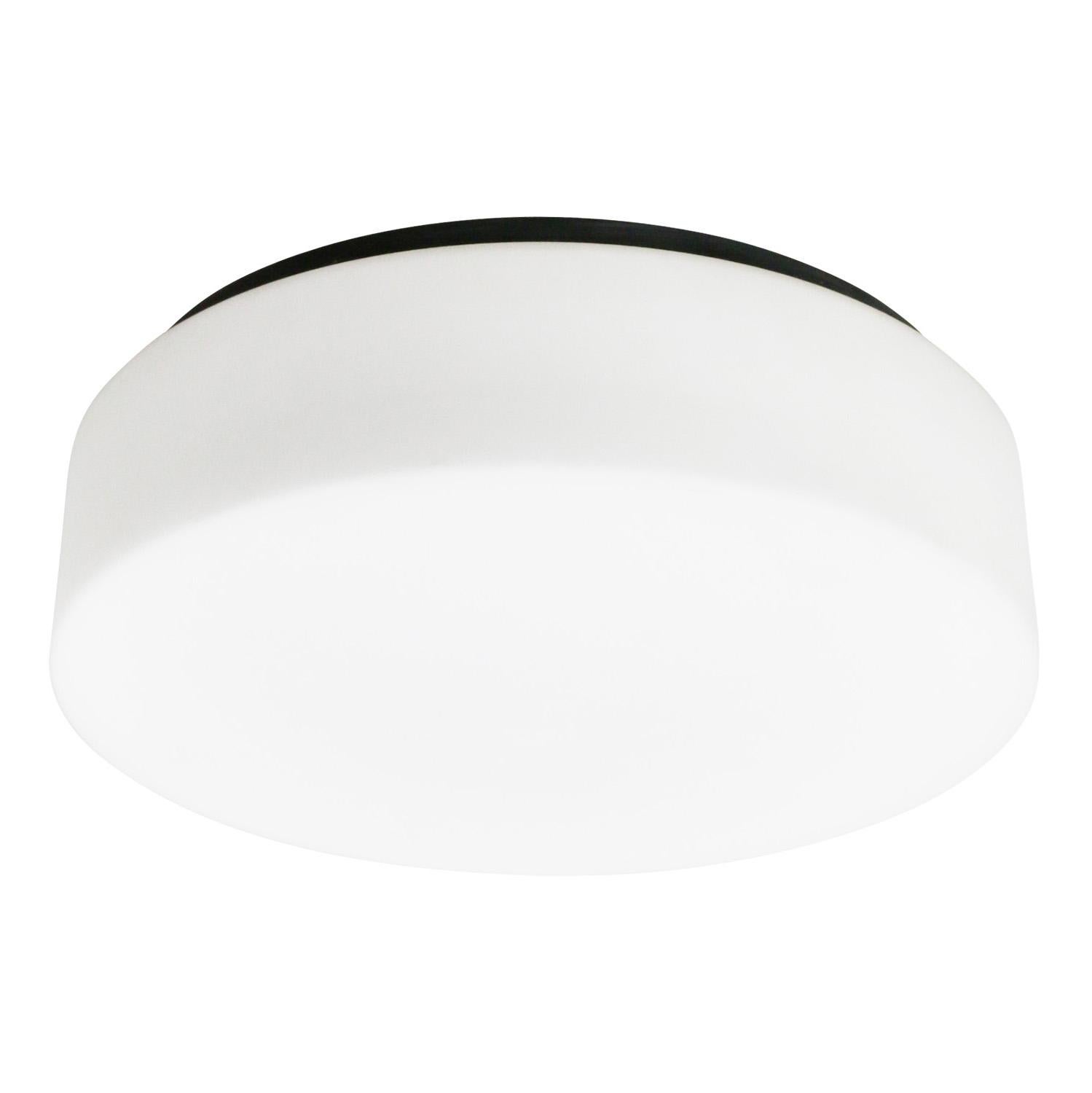 Round White Mat Opaline Glass Flush Mount Lights Wall Scones by BEGA Limburg In Good Condition For Sale In Amsterdam, NL