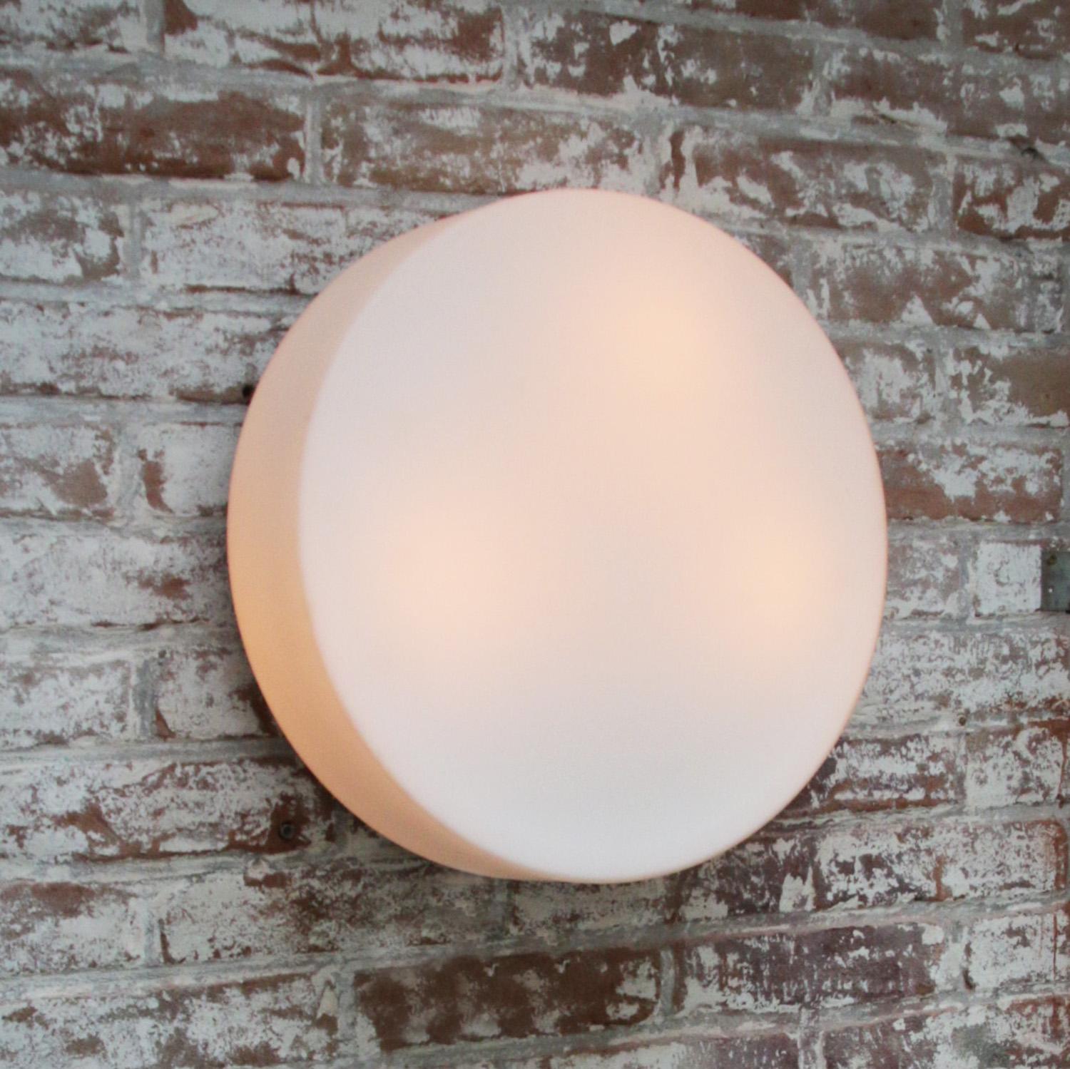 Round White Mat Opaline Glass Flush Mount Lights Wall Scones by BEGA Limburg For Sale 1