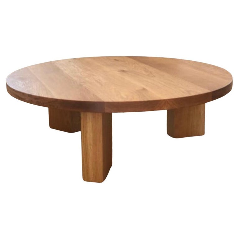 Round white oak coffee table by Michael Kussman for SLTWTR Co For Sale