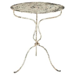 Round White Painted Pierced-Top Iron Table