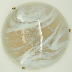 Empotrable redondo de cristal ahumado jaspeado blanco de Hillebrand, Alemania, años 60