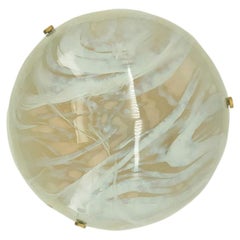 Empotrable redondo de cristal ahumado jaspeado blanco de Hillebrand, Alemania, años 60