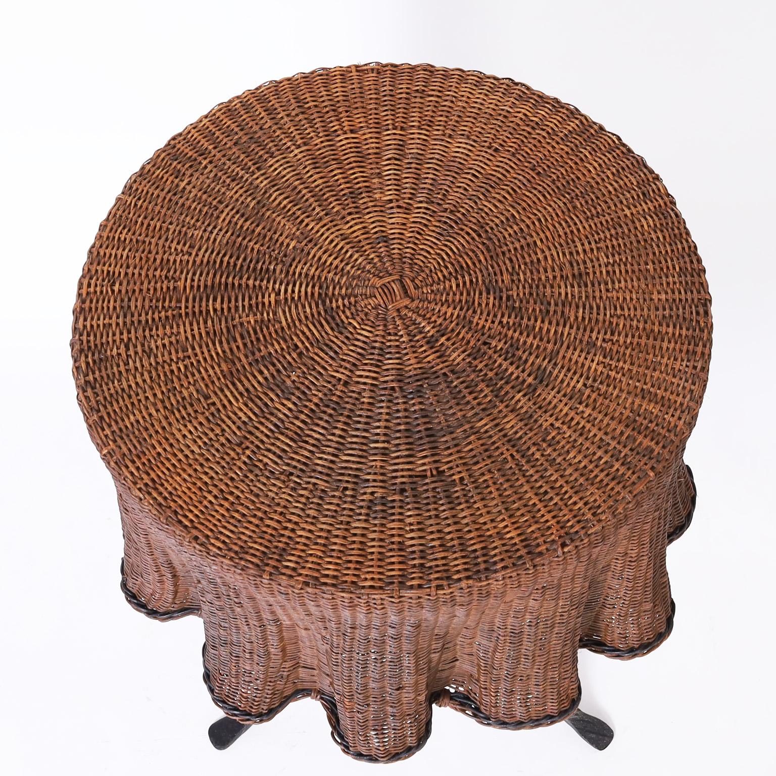 Victorian Round Wicker Ghost Drapery Table