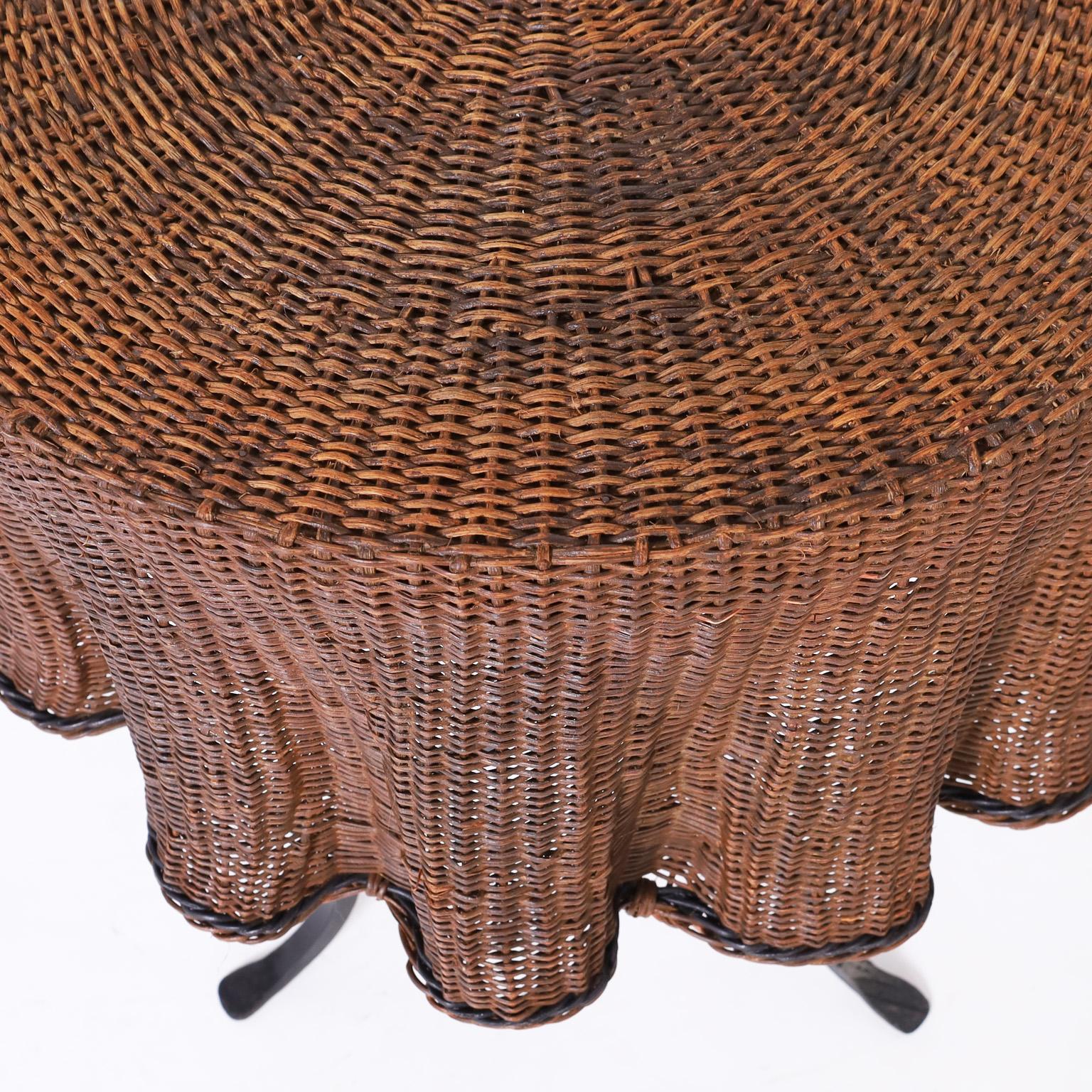 American Round Wicker Ghost Drapery Table