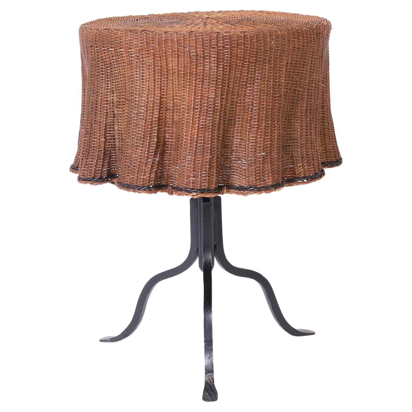 Round Wicker Ghost Drapery Table