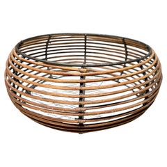 Cestino rotondo in vimini avvolto in metallo Farmhouse Rustic Desig