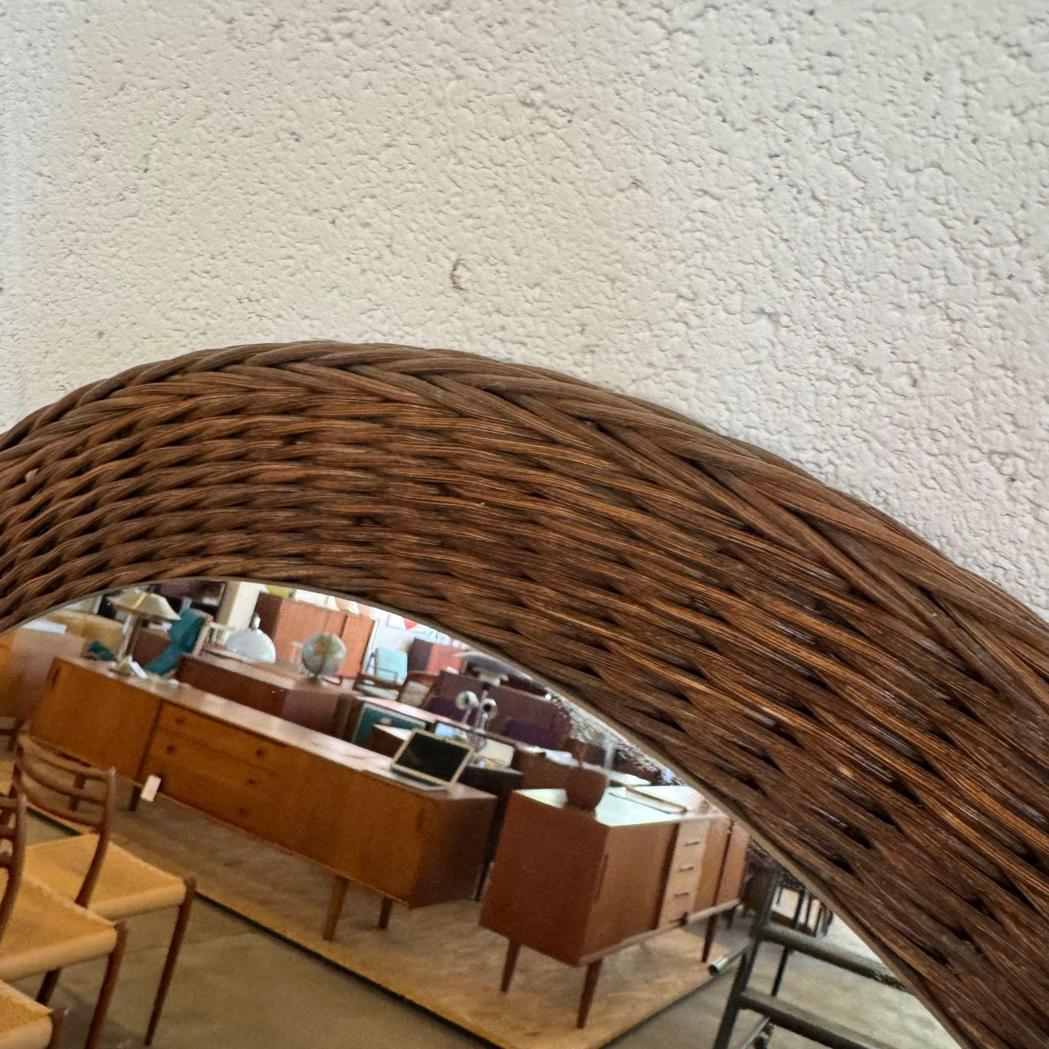 Mid-20th Century Round wicker mirror, Denmark 1960 For Sale