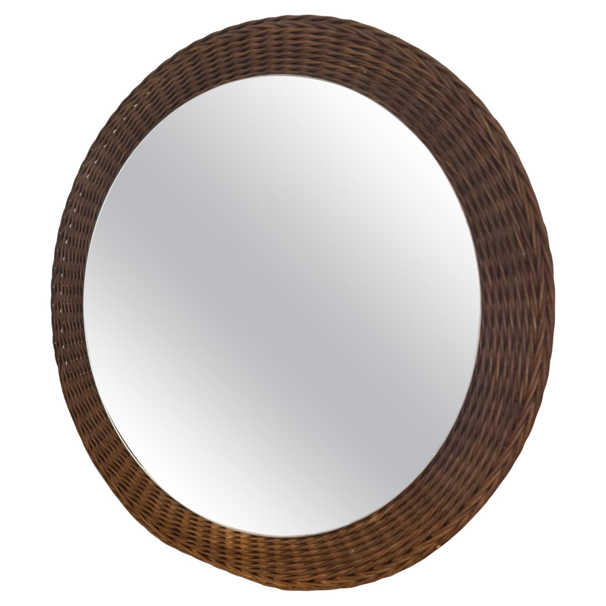 Round wicker mirror, Denmark 1960