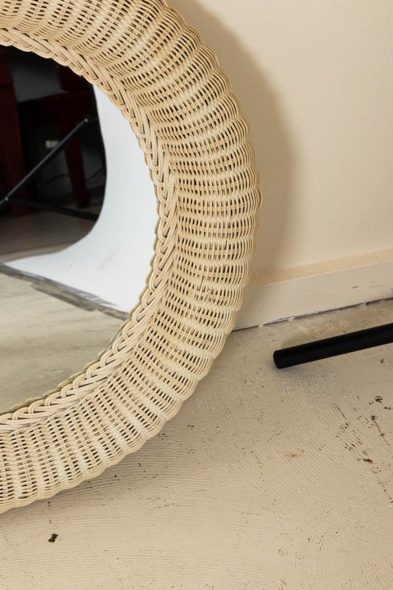 Round Wicker Mirror at 1stDibs