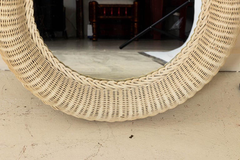Round Wicker Mirror at 1stDibs