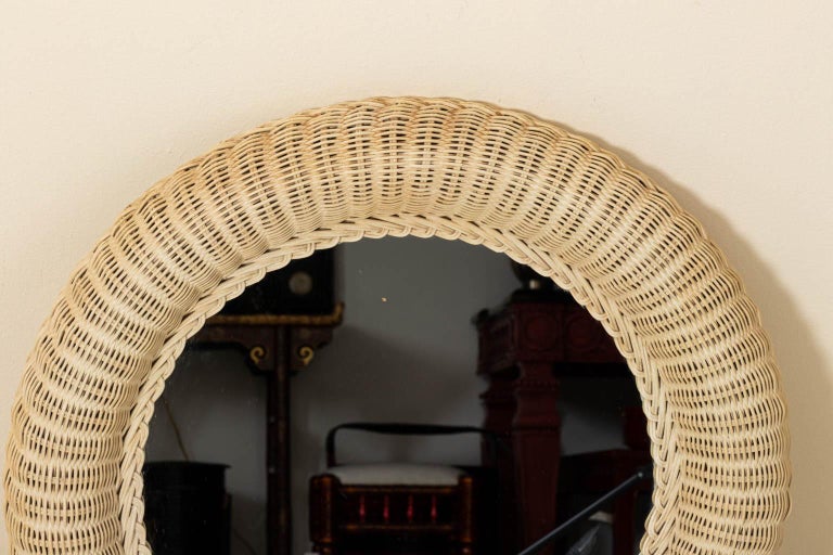 Round Wicker Mirror at 1stDibs