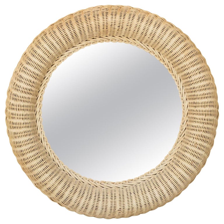 Round Wicker Mirror at 1stDibs