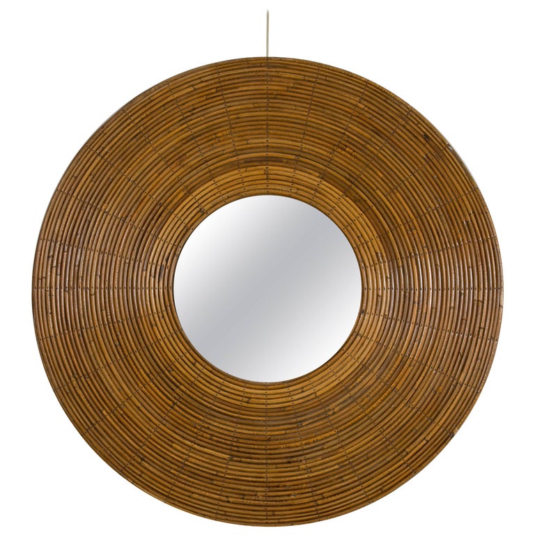 Round Wicker Mirror, France, 1960s at 1stDibs