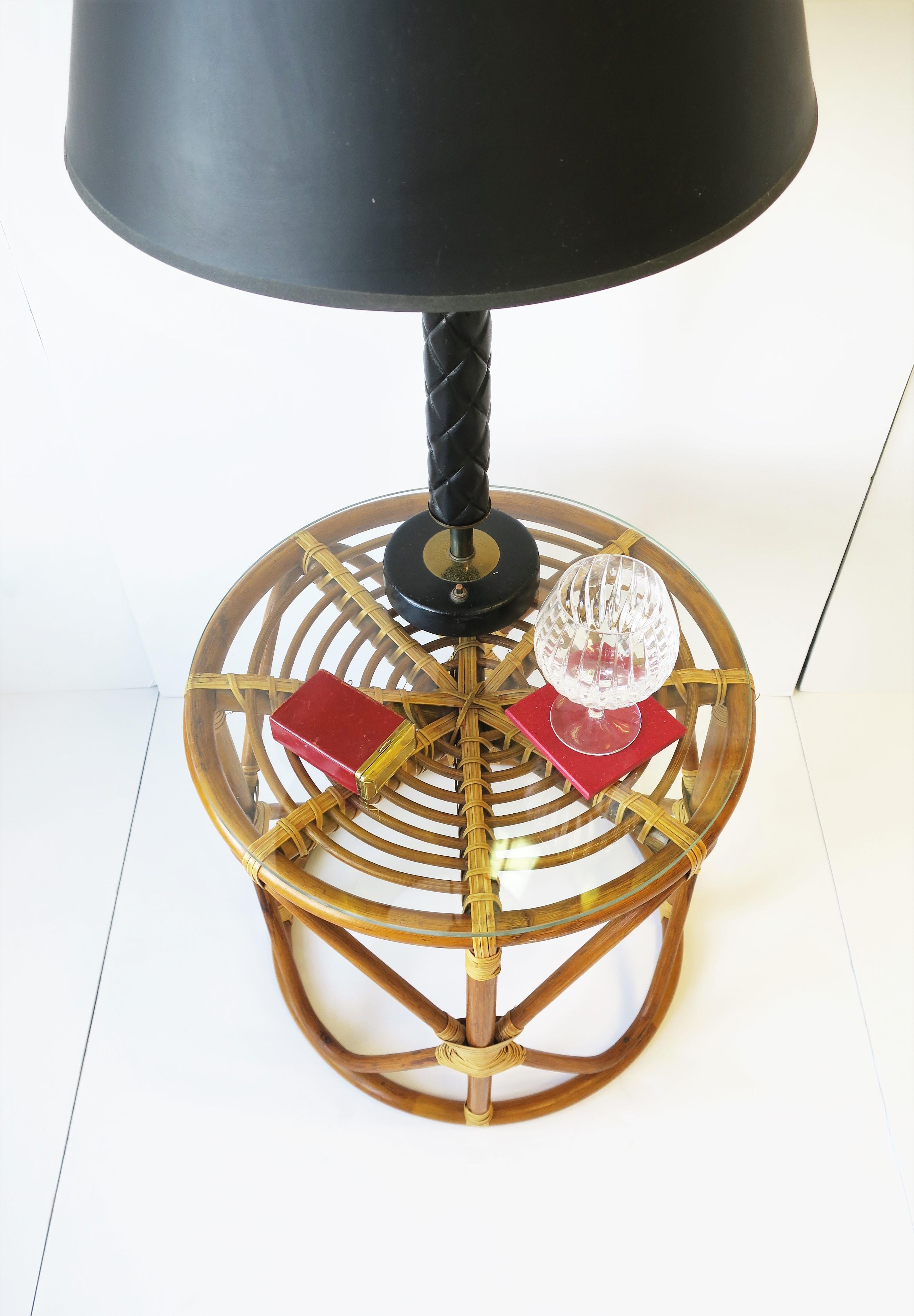 Wicker Rattan Bentwood Side Table with Glass Top 6