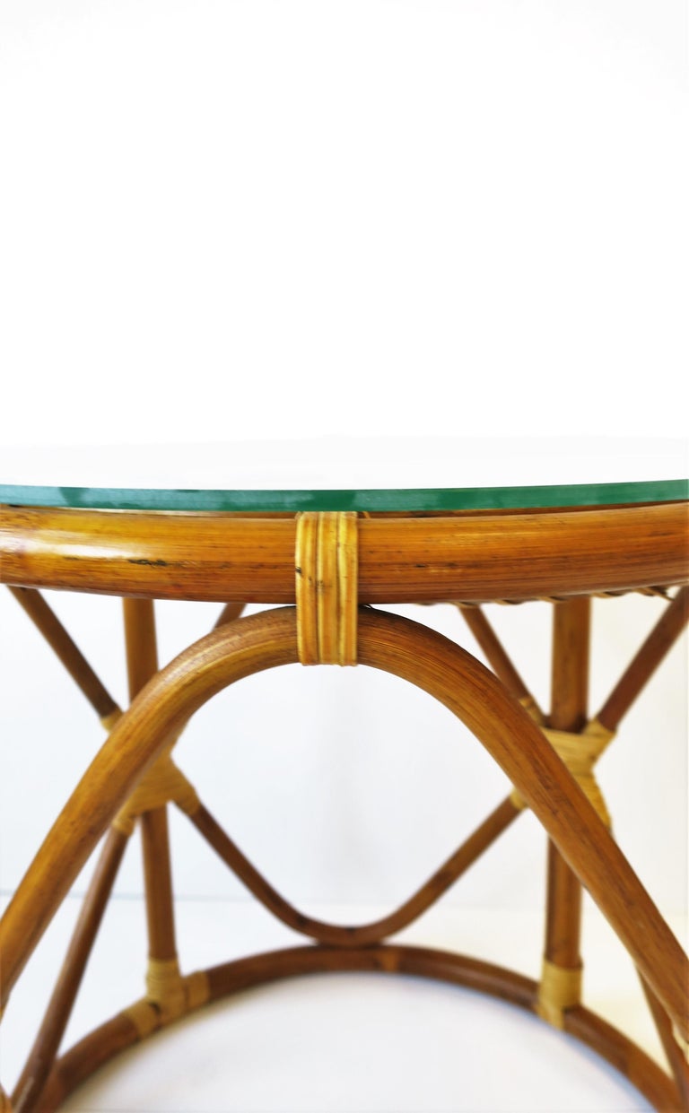 Wicker Rattan Bentwood Side Table with Glass Top at 1stDibs wicker