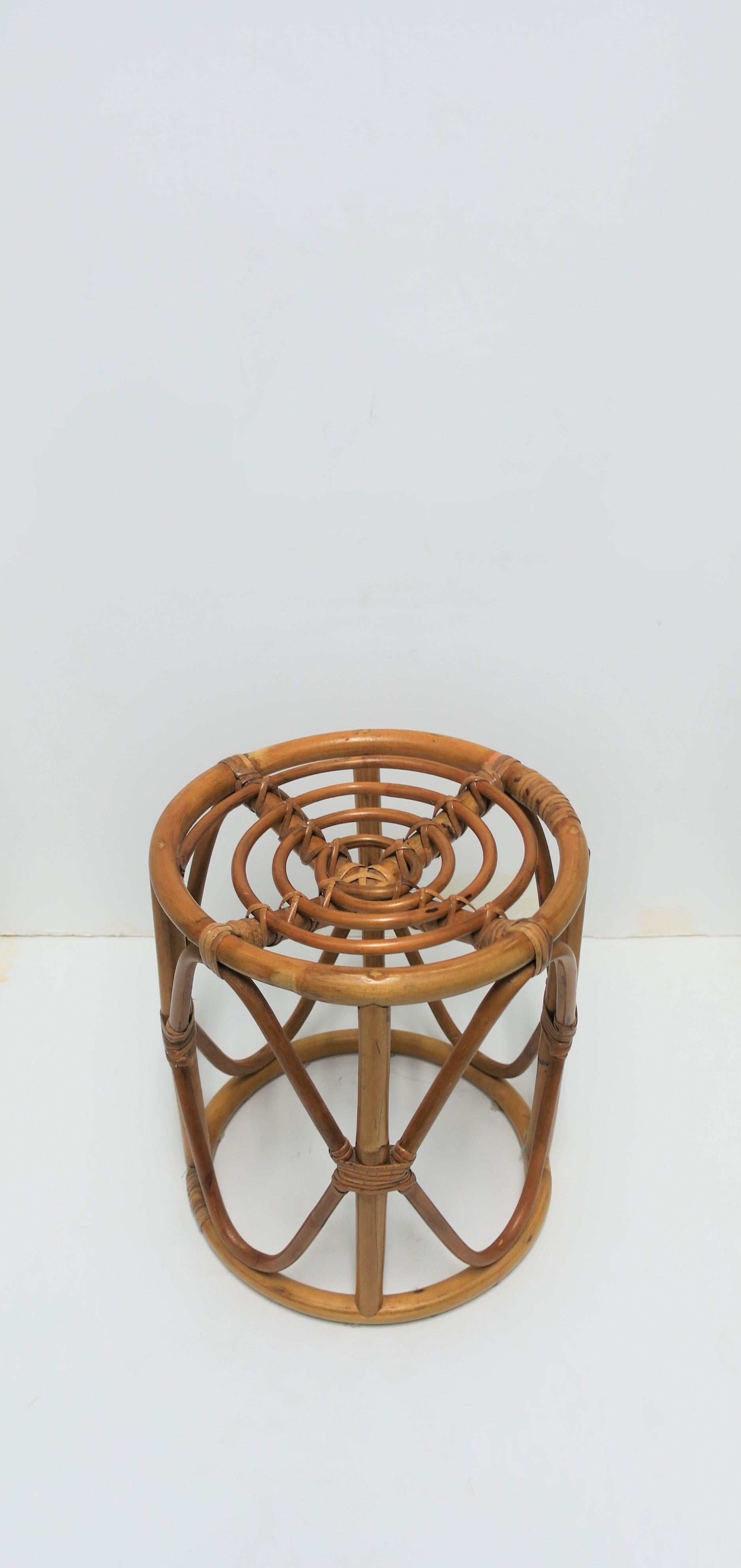 Wicker Rattan Bentwood Side Table with Glass Top 2