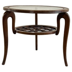 Round wood coffee table, 1950s, Italian-made, in the style of Paolo Buffa