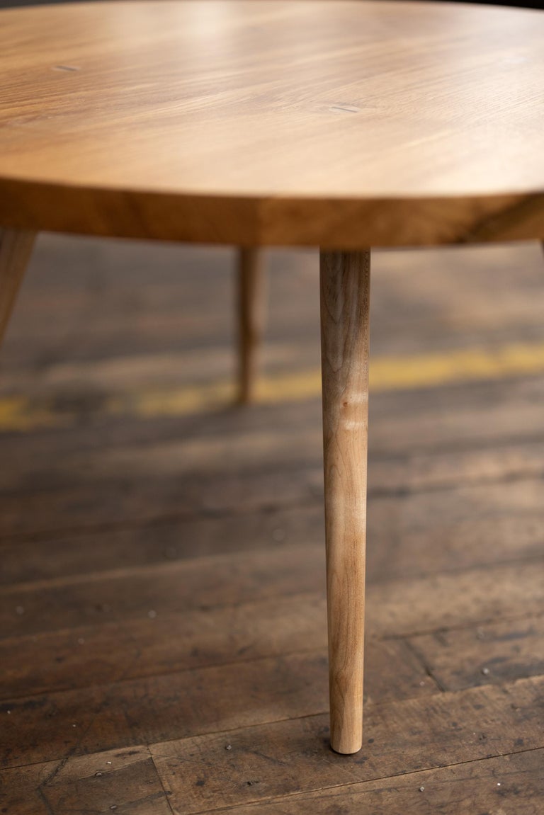 Round Wood Coffee Table with Turned Legs by Alabama Sawyer, Velma Table