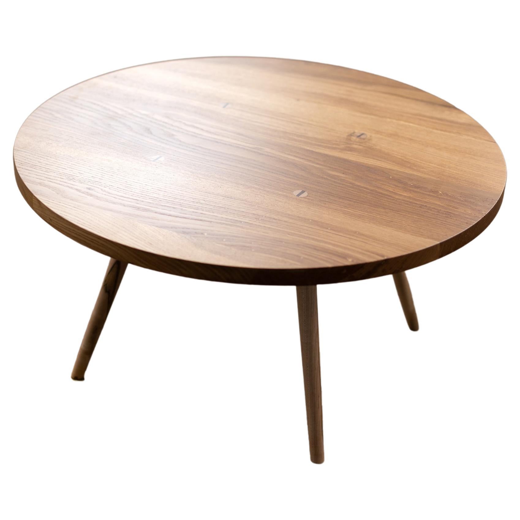 Round Wood Coffee Table with Turned Legs by Alabama Sawyer, Velma Table For Sale