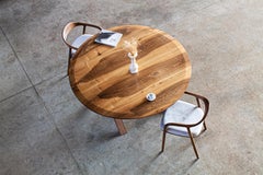 Farmhouse Round Walnut Wood Dining Room Table - Natural Round Walnut Wood Table