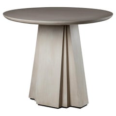 Round Wood Rochelle Lamp Table with Geometric Base
