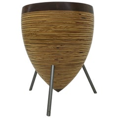 Round Wood Stool and Side Table with Steel Legs 'Lg'