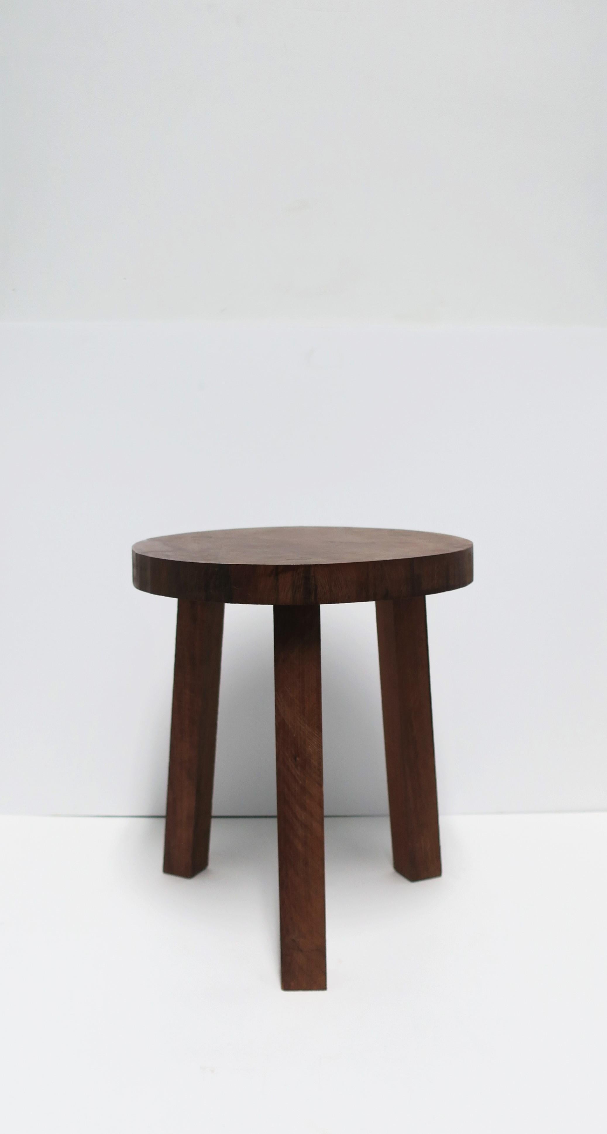 Brutalist Wood Stool or Side Table with Tri-Pod Base For Sale
