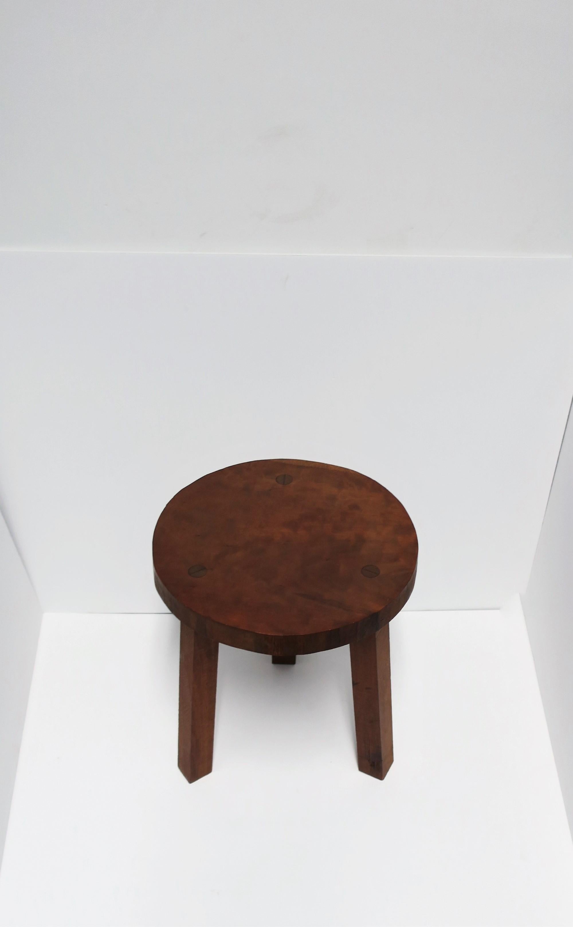 Wood Stool or Side Table with Tri-Pod Base In Good Condition For Sale In New York, NY