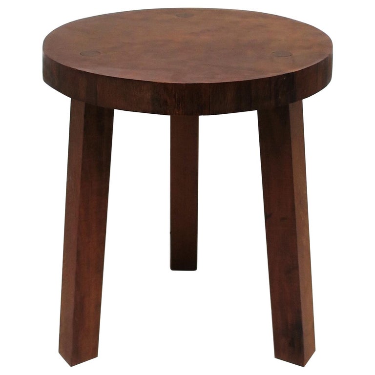 Round Wood Stool Or Side Table With Tri, Wooden Stool Side Table