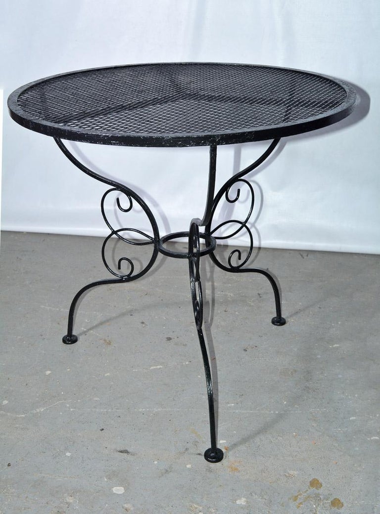 Round Woodard Wrought Iron Garden Table at 1stDibs