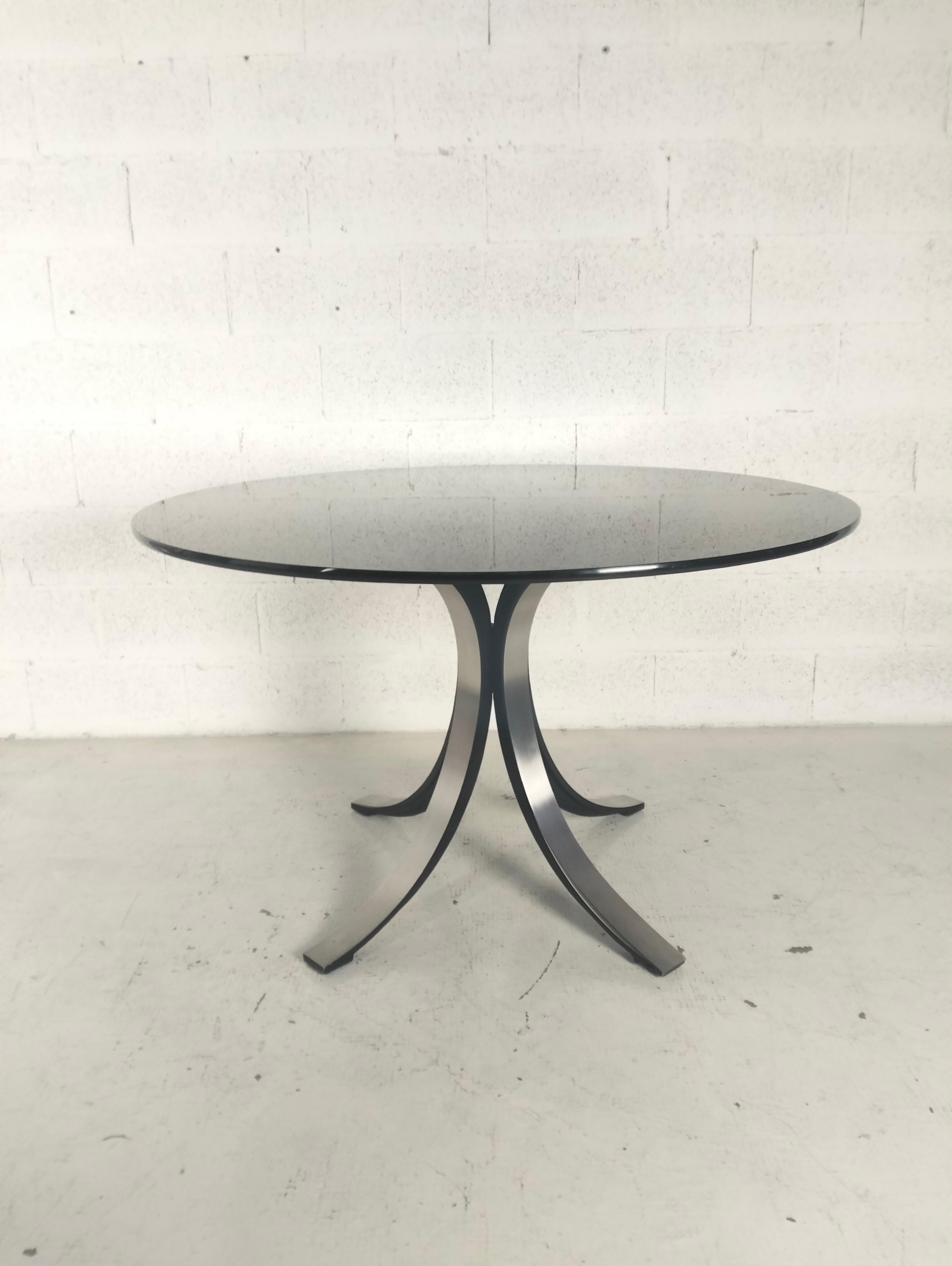 Table ronde en verre et métal T69 par Osvaldo Borsani Eugenio Gerli pour Tecno 60s en vente 5