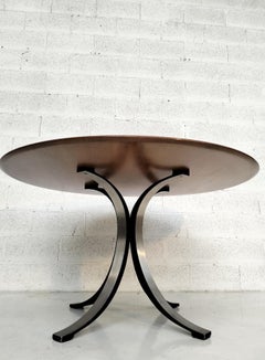 Round  wooden and metal table T69 by Osvaldo Borsani and Eugenio Gerli for Tecno