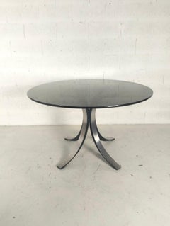 Round glass and metal table T69 by Osvaldo Borsani Eugenio Gerli for Tecno 60s