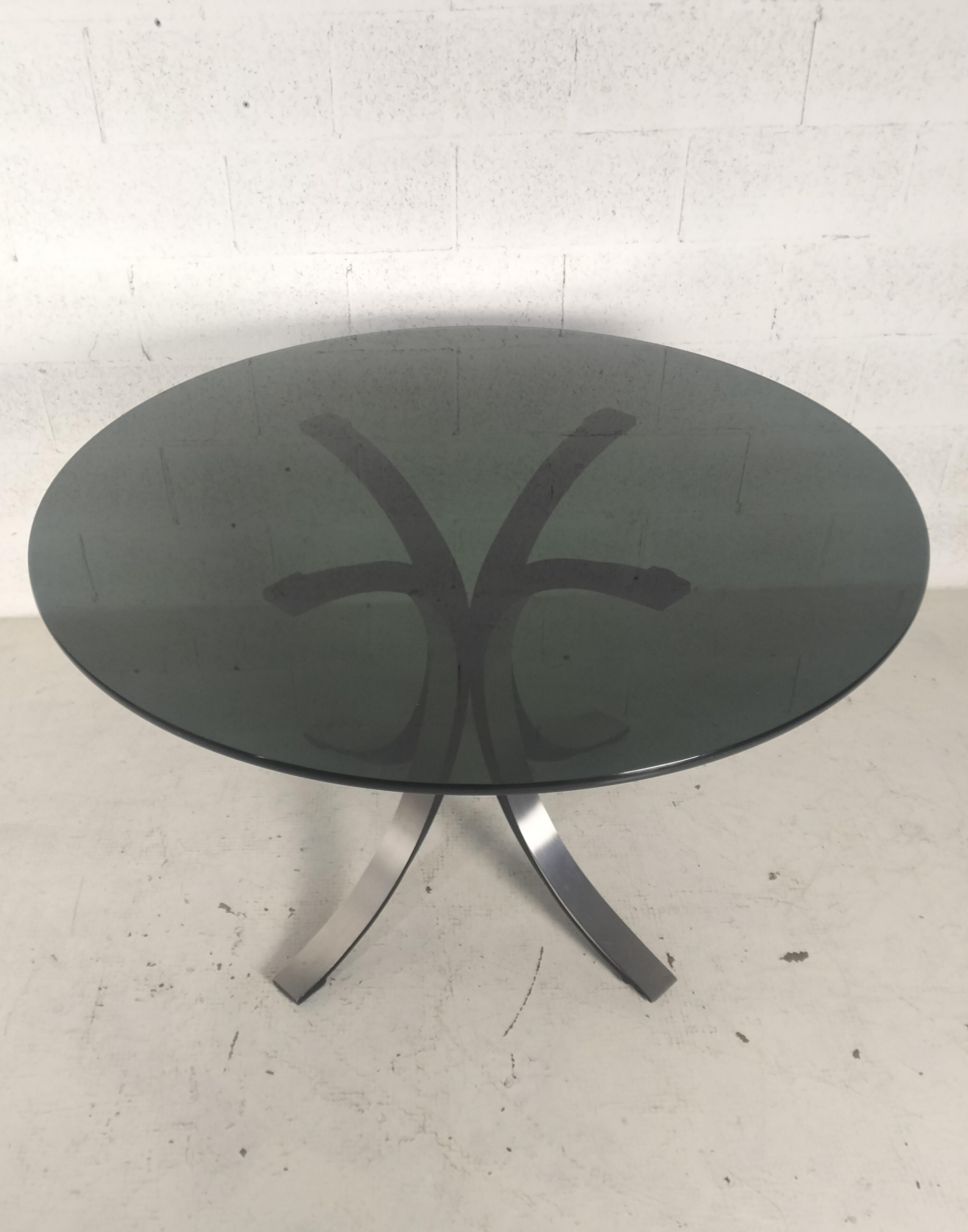 italien Table ronde en verre et métal T69 par Osvaldo Borsani Eugenio Gerli pour Tecno 60s en vente