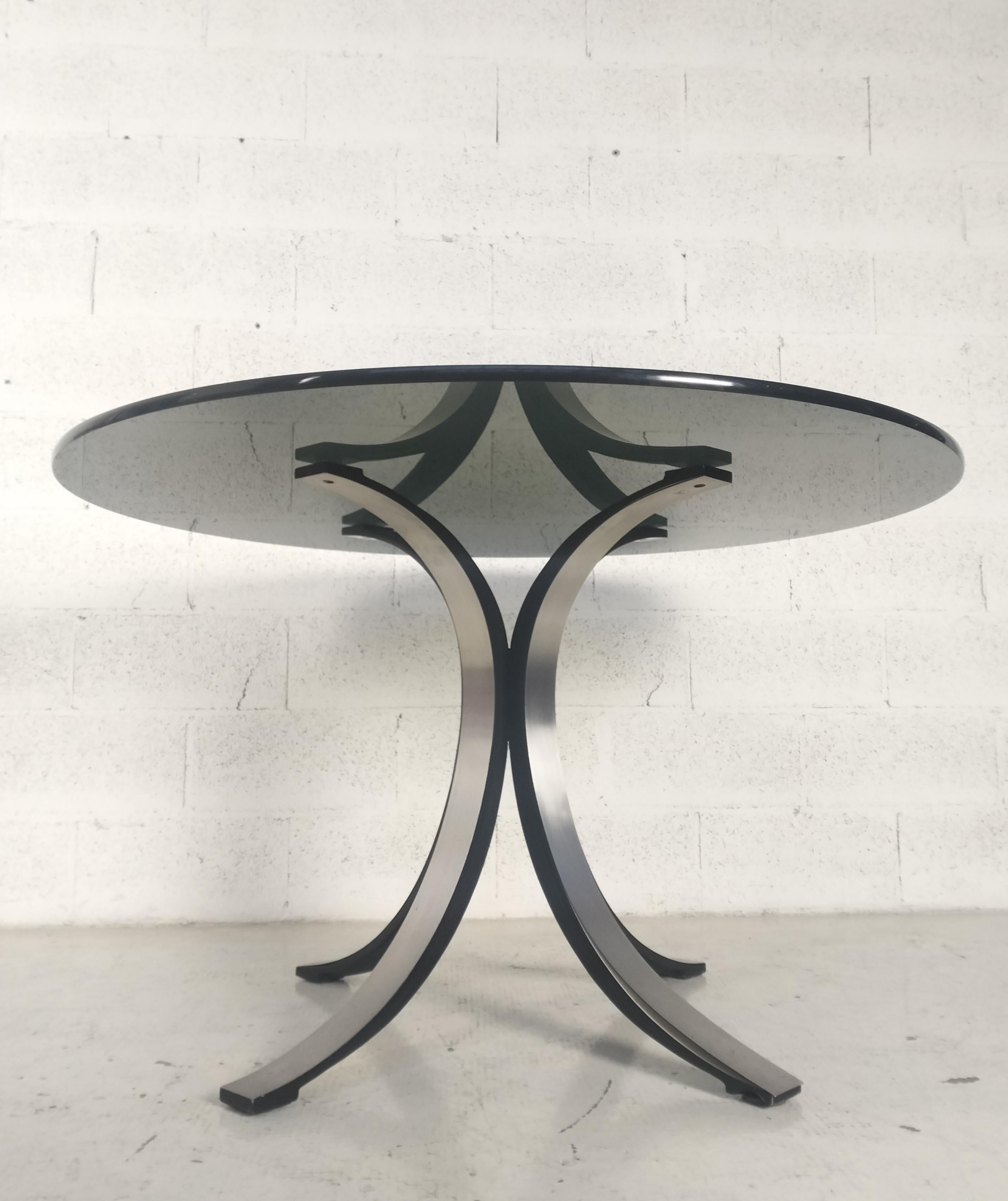 Milieu du XXe siècle Table ronde en verre et métal T69 par Osvaldo Borsani Eugenio Gerli pour Tecno 60s en vente