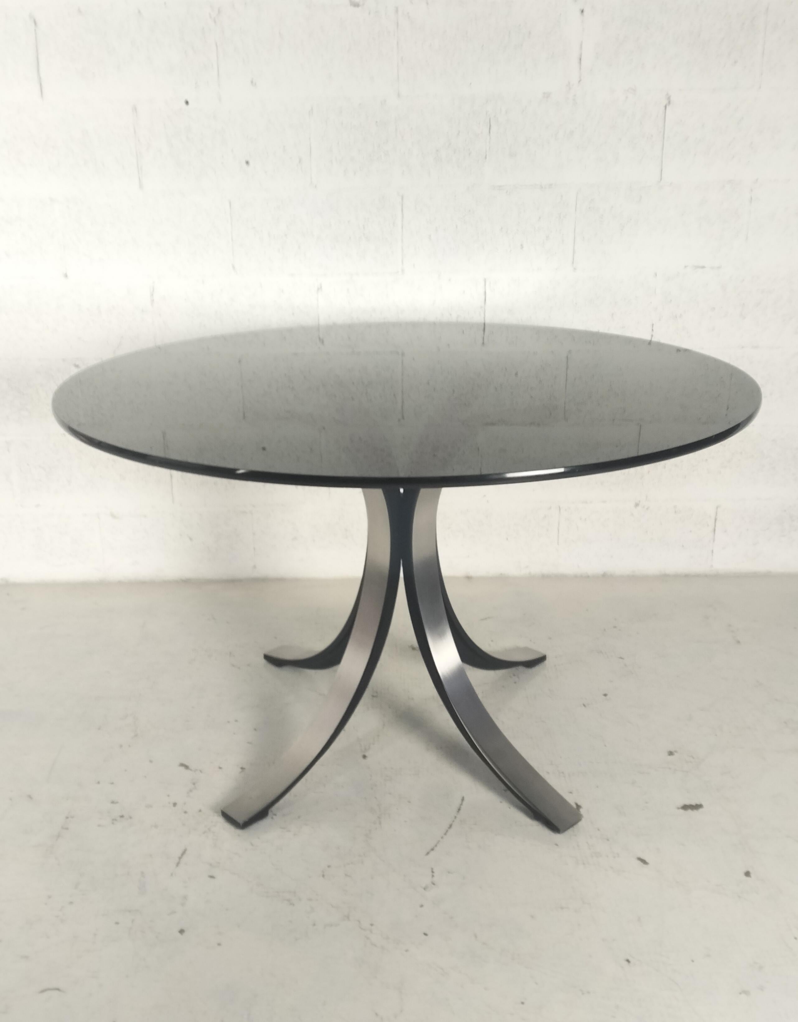 Table ronde en verre et métal T69 par Osvaldo Borsani Eugenio Gerli pour Tecno 60s en vente 1